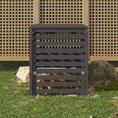 The Living Store Compostbak - Massief grenenhout - Grote inhoud - Praktisch deksel en klep - Gelat ontwerp - Grijs - 82.5 x 82.5 x 99.5 cm