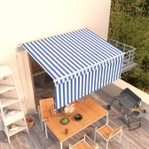 The Living Store Uitschuifbare Luifel - Polyester - Blauw/Wit - 300 x 250 cm (B x H)