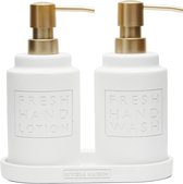 Riviera Maison Zeeppompje, handzeep & Dispenser Handlotion set - Fresh Soap & Lotion Dispenser Set - Wit - Polyresin - Set - 380 ML