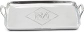 Riviera Maison Plateau de service carré - RM Monogram Mini Tray - Argent - 25x15 cm
