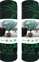 Nature plantenhoes jute - 2x stuks - H100 x D75 cm - groen wintermotief - anti-vorst beschermhoes
