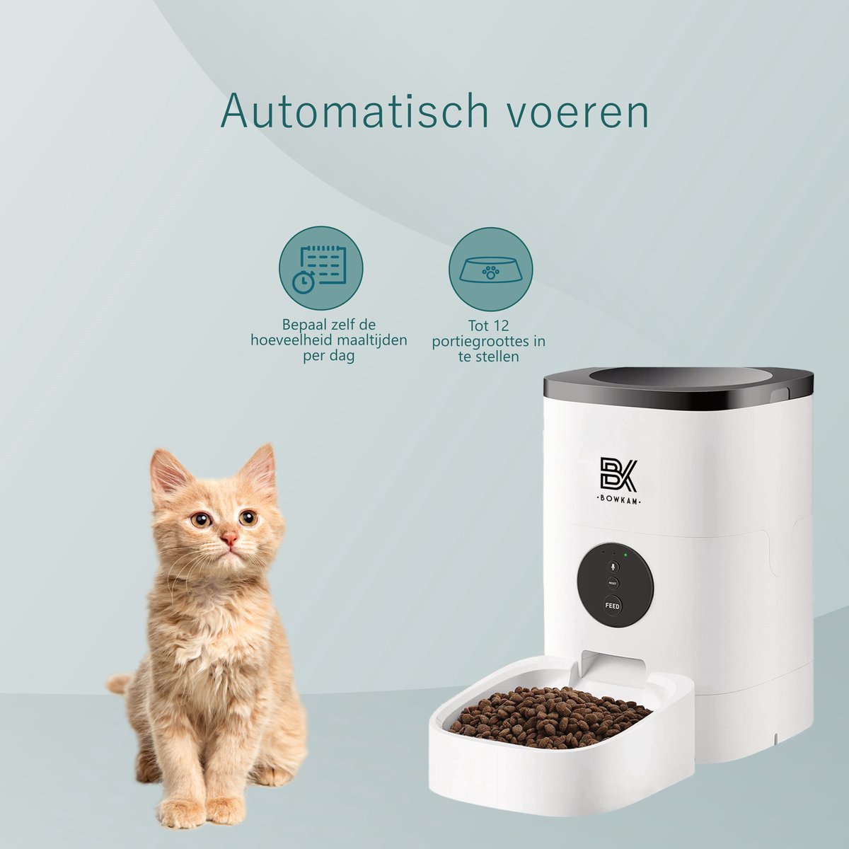 Afbeelding 2 van Bowkam Automatische Voerbak – Voerbak – Voerautomaat - Met App - Voerbak Kat – Voerbak Hond - Voerautomaat Kat – Wit