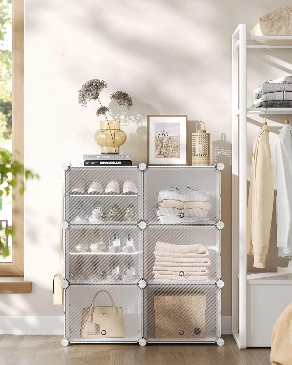 Schoenenkast, Doe-het-zelf Schoenenrek, Kunststof Kastorganizer Voor Kast Modulaire Schoenenstandaard Met Deur Schoenenboxen Stapelbaar Voor Hal Slaapkamer Ingang Wit Met Transparante Deuren Schoenenkast, Doe-het-zelf Schoenenrek, Kunststof Kastorganizer Voor Kast Modulaire Schoenenstandaard Met Deur Schoenenboxen Stapelbaar Voor Hal Slaapkamer Ingang Wit Met Transparante Deuren