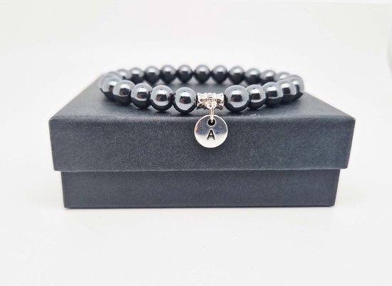Armband Hematiet Natuursteen - Unisex met RVS Kraal