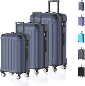 Voyagoux® Kofferset 3 delig - ABS kofferset - L / M / S - Koffer - Donkerblauw