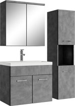 Badplaats Badkamermeubel Set Montreal 60 cm - Donker Grijs - Badmeubel met spiegelkast en zijkast