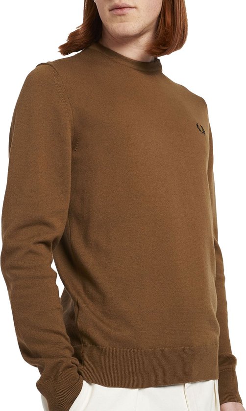 Fred Perry - Pull Wool Mix Logo Marron - Taille M - Regular-fit