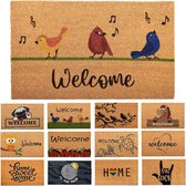 Deurmat kokosvezel zangvogels - 70x40cm - welkomstdeurmat met antislip PVC & kokos oppervlak - voor ingangen, gangen, buitendeuren, woonaccessoires - eenvoudig origineel ontwerp