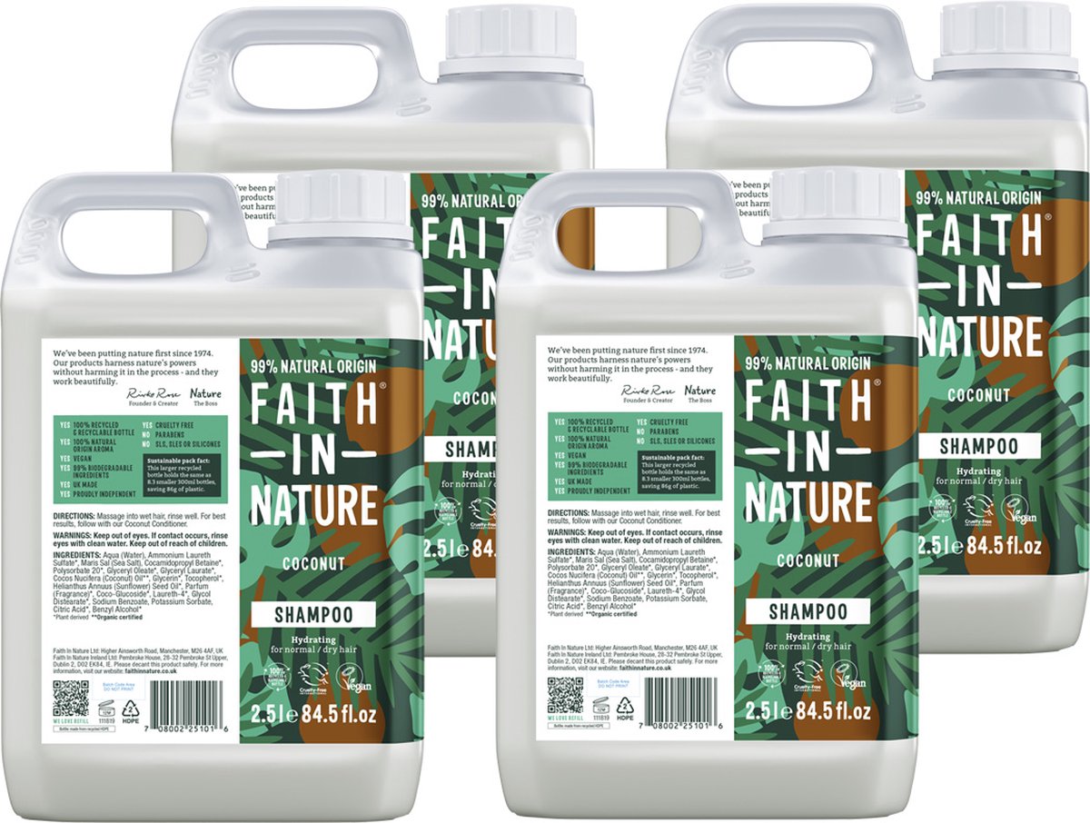 Faith in Nature Shampoo Kokos 4x 2,5L