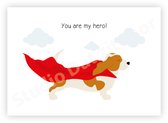Postcard | Basset Hound Eddie You are my hero!