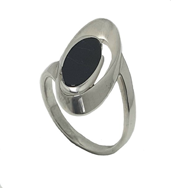 Ring - zilver - onix - maat 18 - Verlinden juwelier