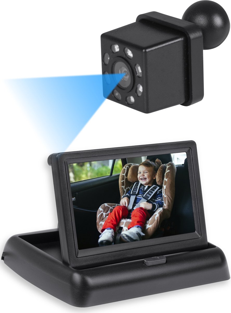 Nuvance - Baby Camera met Monitor - voor Auto - Antislip en Verstelbaar - Autospiegel Baby - Achteruitkijkspiegel