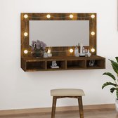 The Living Store Spiegelkast LED-verlichting - Gerookt eiken - 90 x 31.5 x 62 cm
