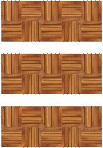 The Living Store Terrastegels Hout - 30x30 cm - Acacia Hardhout - Anti-slip