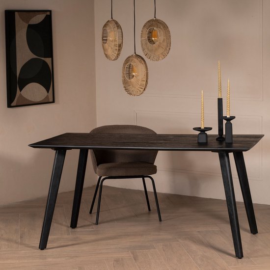 Eettafel Zwart Rechthoekig - Mangohout - 160x90cm - Tafel Oslo - Giga Meubel