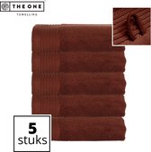 Handdoeken The One Toweling Classic - Pack économique - Haute absorption d'humidité - 100 % coton peigné - 50 x 100 cm - Marron - 5 Pièces