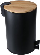 Faseras Prullenbak 5 Liter Set van 2 - Zwarte Badkamer Pedaalemmer - Kleine Prullenbak - Toilet Vuilnisbak - 22 x 22 x 25,5 cm