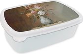 Broodtrommel Wit - Lunchbox - Brooddoos - Oude meesters - Bloemen - Balthasar van der Ast - 18x12x6 cm - Volwassenen