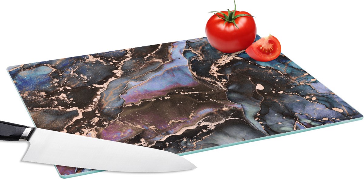Glazen Snijplank - 39x28 - Marmer - Goud - Rosé - Snijplanken Glas