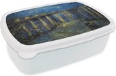 Broodtrommel Wit - Lunchbox - Brooddoos - Van Gogh - Brug - Oude meesters - 18x12x6 cm - Volwassenen