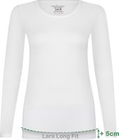 Comfortabel & Zijdezacht Bamboo Basics Lara - Bamboe T-Shirts (Multipack 2 stuks) Dames - Lange Mouwen - Long Fit - Wit - L