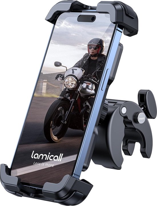 Lamicall Mobielhouder BP07 voor fiets, motorfiets, telefoonhouder met quick-release stuurklem voor iPhone 14 Pro Max Plus, 13, 12, 11, Pro/Max/Mini, Xs XR X, SE, 12-17,3 cm (4,7-6,8 inch) smartphone