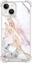 Casimoda® hoesje - Geschikt voor iPhone 14 - Parelmoer Marmer - Shockproof case - Extra sterk - Siliconen/TPU - Multi, Transparant