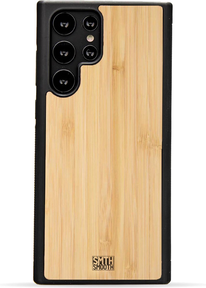 SMOOTH houten Samsung Galaxy S23 Ultra hoesje - BAMBOE - stijlvol en beschermend - gemaakt van echt hout en TPU - ecologisch en duurzaam