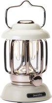 Skandika Forsol LED Camping Lamp in Retro Stijl – Tentlampen - Oplaadbaar, Continu Dimbaar, 4400mAh Batterij, USB-C, 500 g - Lantaarn voor Kamperen, Tuin, Decoratie, Wandelen [Energieklasse A+] – 11 x 11 x 17 cm (LxBxH) - wit