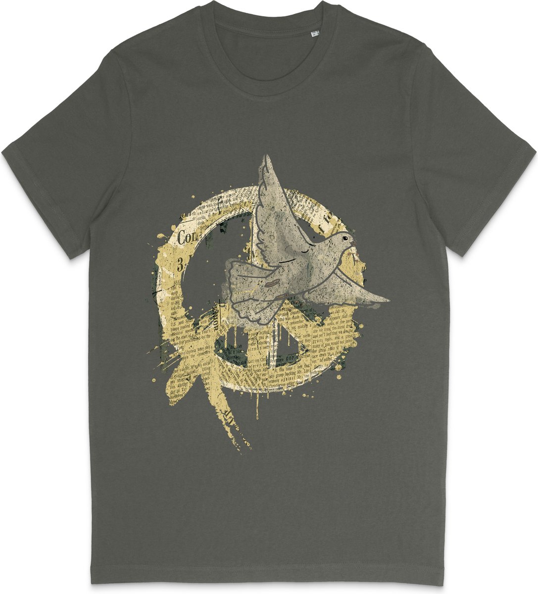 T Shirt Heren - T Shirt Dames - Peace - Vrede - Khaki Groen - L