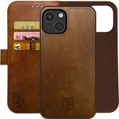 Rosso Element Uitneembaar 2-in-1 Hoesje Geschikt voor Apple iPhone 15 Plus | Luxe Portemonnee | Back Cover en Book Case | Pasjeshouder | Bruin