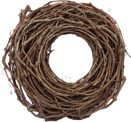DBT Krans Landelijk Hout-Druiven Takken Bruin D 30 cm H 9 cm