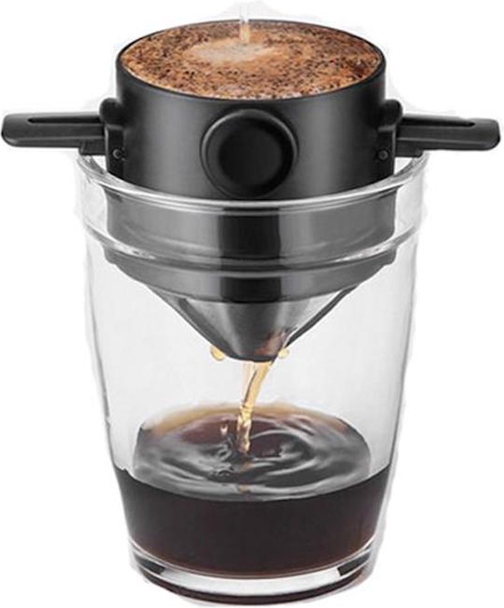 Repus - Koffie Filter To Go - Filterhouder - Thee - Zeef - Herbruikbaar - Duurzaam - Reizen - Kamperen - Kantoor - Thuis - Zwart