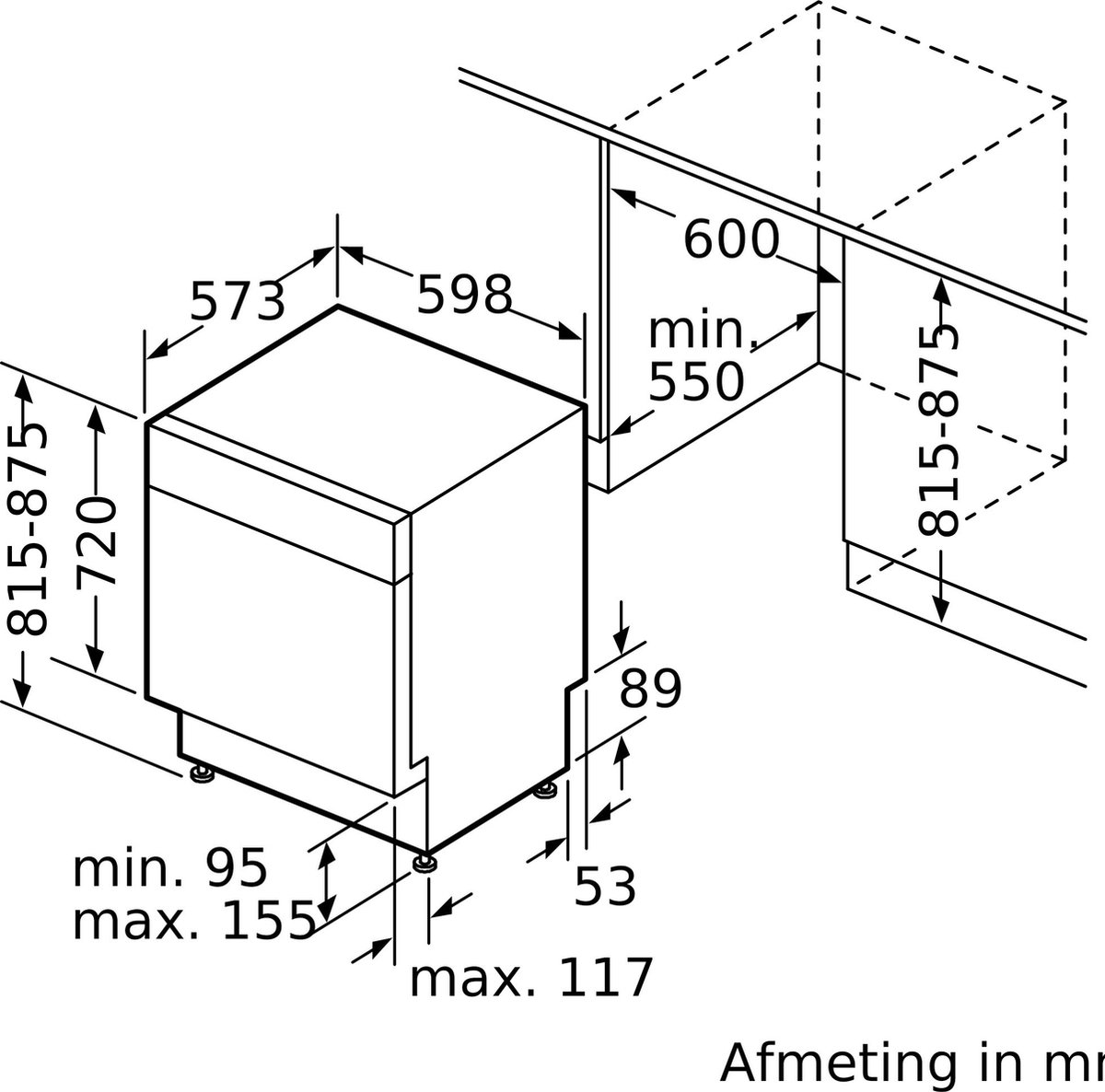 SMU4HAS48E Bosch Lave-vaisselle sans dessus, sous le plan de