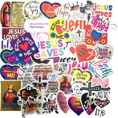 Christelijke stickers met Jezus en Religieuze Teksten - 50 Stickers voor Volwassenen - I love Jesus - 4x5CM