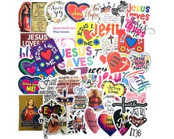 Christelijke stickers met Jezus en Religieuze Teksten - 50 Stickers voor Volwassenen - I love Jesus - 4x5CM