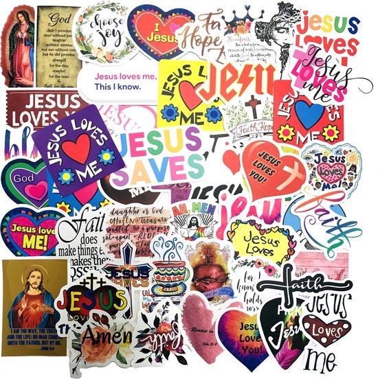 Foto: Christelijke stickers met jezus en religieuze teksten 50 stickers voor volwassenen i love jesus 4x5cm