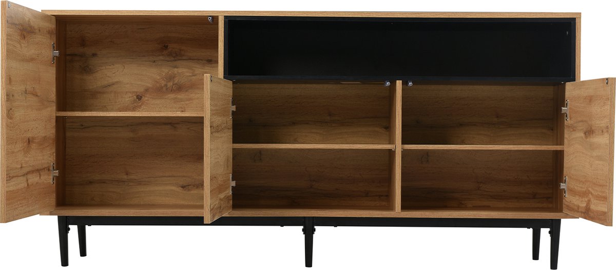 Buffet Merax 3 Portes En Bois - Rangement Spacieux 160x35x76 Cm