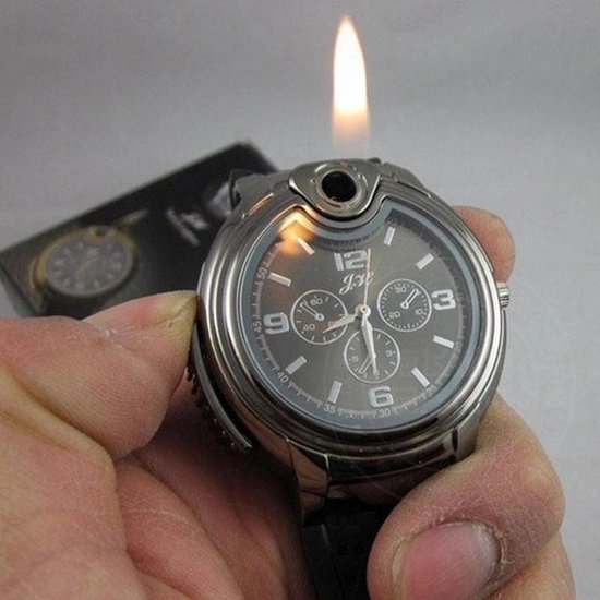 Hidzo Horloge Aansteker Ø 37 mm - Zwart - Inclusief horlogedoosje