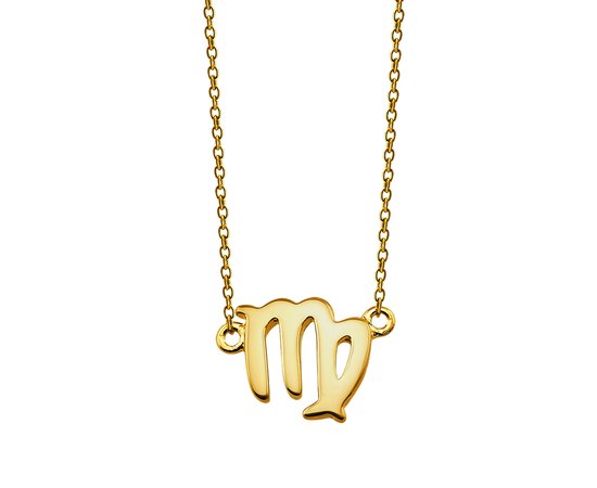 Collier zodiaque Vierge doré. Le collier est doré avec le symbole de la Vierge.