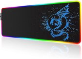 RGB gaming muismat, grote geavanceerde lichtgevende led-muismat met 15 verlichtingsmodi en USB, glad oppervlak, waterdichte gamer muismat voor gaming, MacBook, pc, laptop, bureau (blauw)