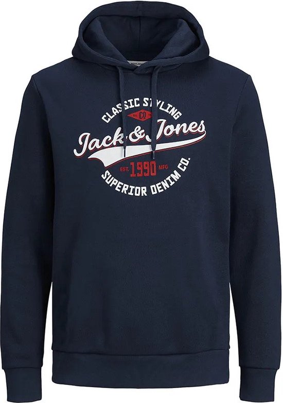 Jack & Jones - Heren Hoodies Jwh Logo Sweat Hood - Blauw - Maat S