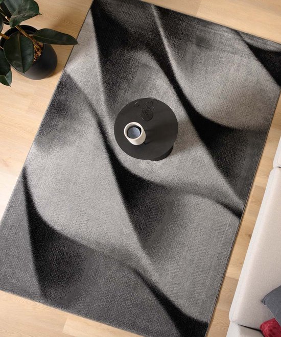 Modern vloerkleed - Canvas zwart/grijs 80x300 cm