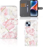 GSM Hoesje Geschikt voor iPhone 15 Plus Wallet Book Case Cadeau voor Mama Lovely Flowers