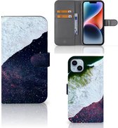 Etuis Portefeuille Compatible avec Cuir Flip Cover Fermeture magnétique pour iPhone 15 Plus Coque Espace Mer