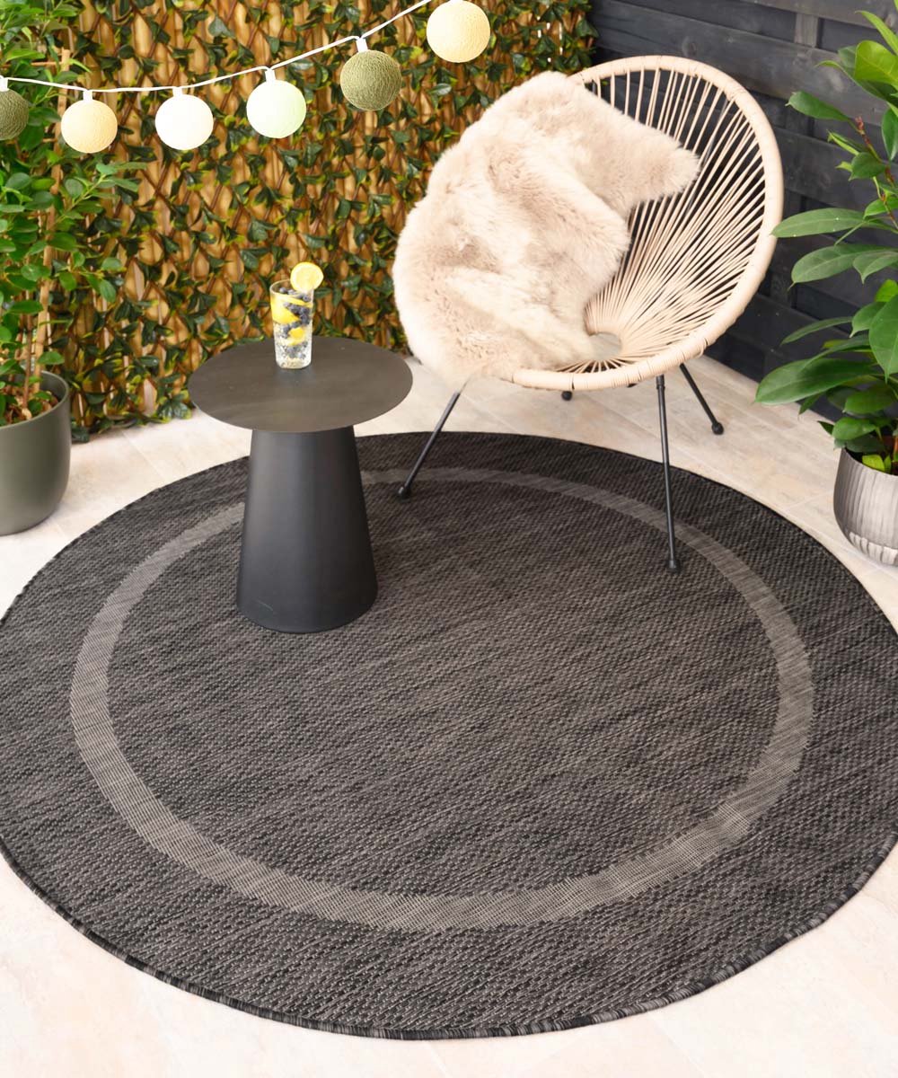 Rond buitenkleed - Sunset zwart 200 cm