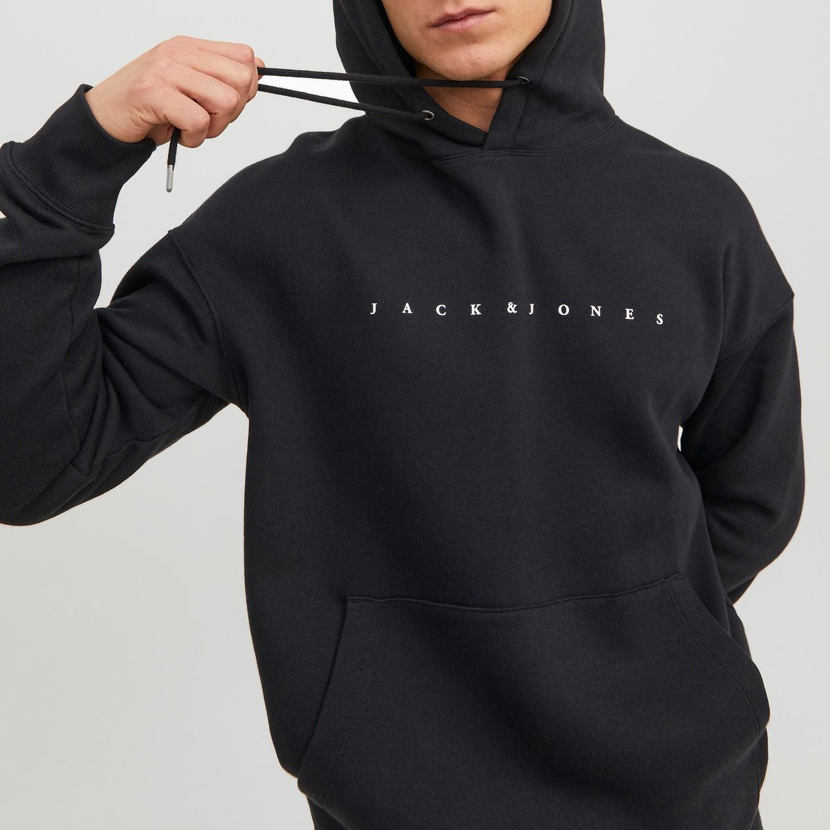 JACK & JONES Star jj sweat hood regular fit - heren hoodie katoenmengsel met capuchon - zwart — afbeelding 12