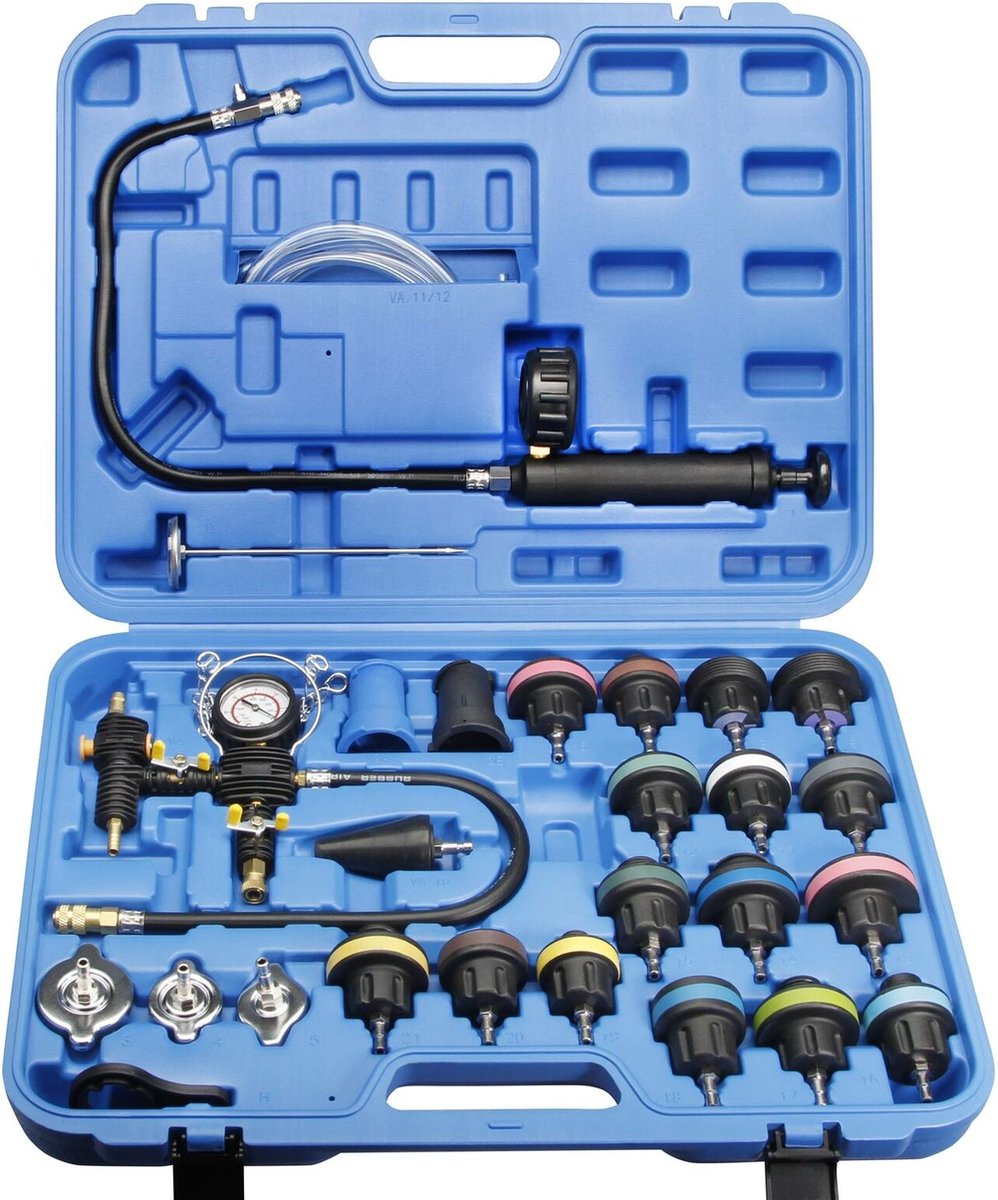 Kit Testeur Système Refroidissement 3 Pièces - Pompe à Vide, Manomètre, Adaptateurs Radiateur