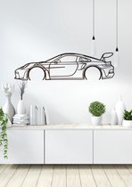 Panneau mural design Olivios Silhouette Porsche GT3 en MDF noir de 4 mm d'épaisseur. Conception et fabrication hollandaises.