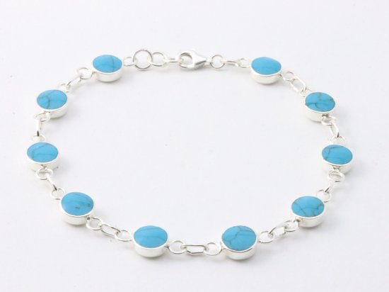 Bracelet en argent brillant avec turquoise bleue